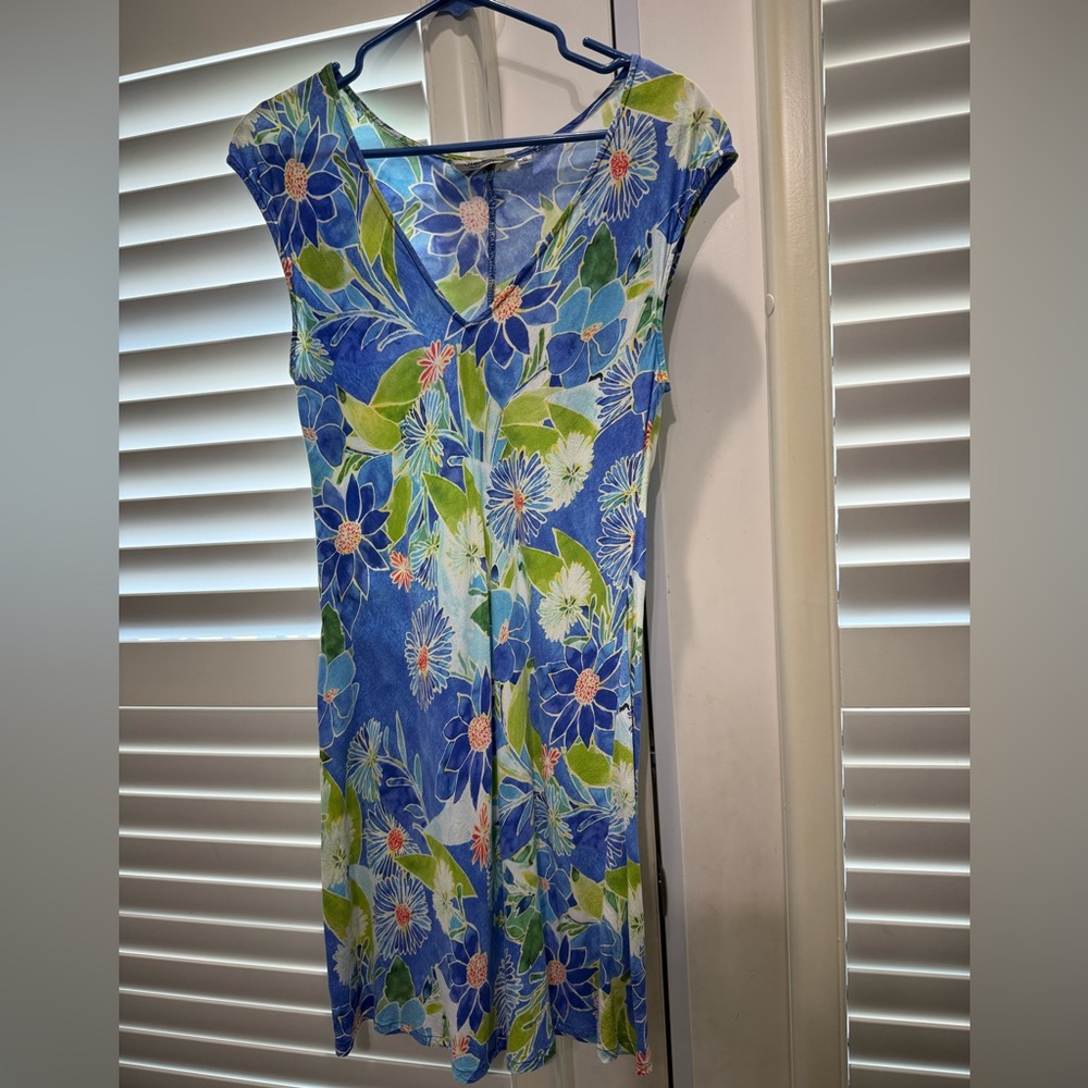 Jams World Vibrant Blue and Green Floral Dress